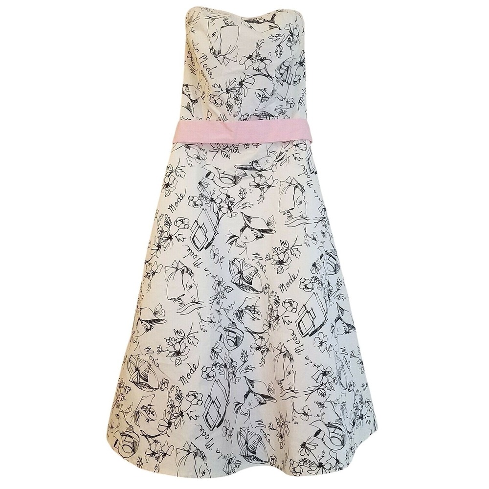 Ruby Rox Jr Girls Dress Size 3 Strapless Black White Fashionista Faces Babydoll